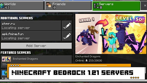 Best servers for Minecraft Bedrock 1.21, 1.22 and 1.23 recommended article