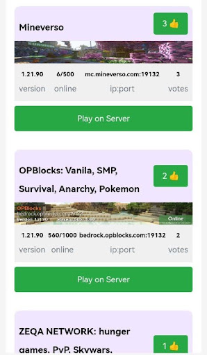 minecraft bedrock server list