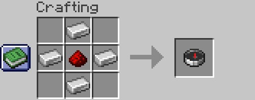 The compass crafting recipe in a crafting table