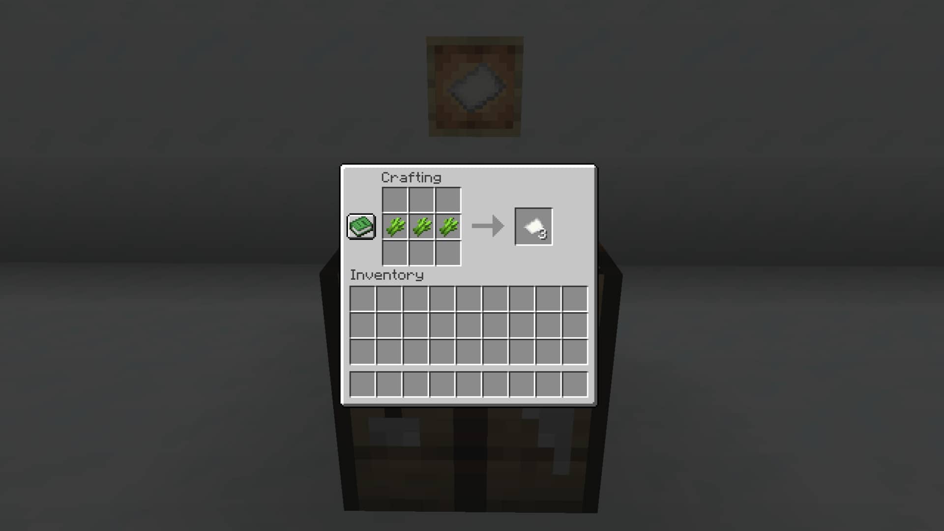 The paper craft recipe in a crafting table