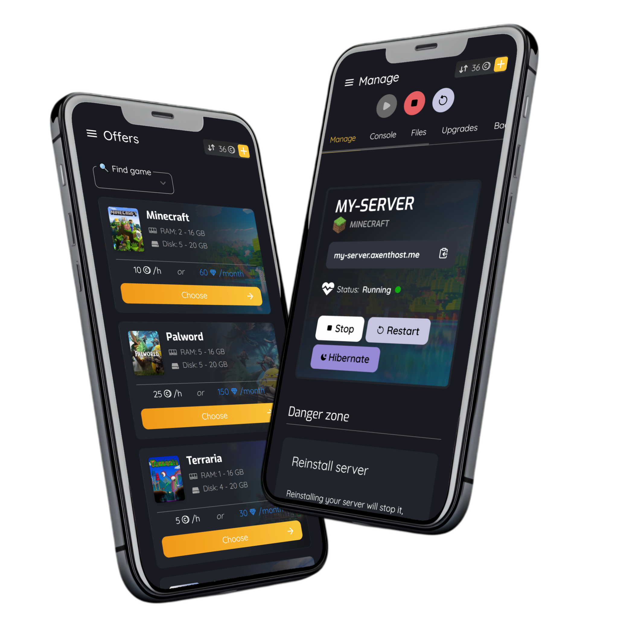 AxentHost Android and iOS mobile applications