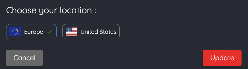 Change AxentHost free server location