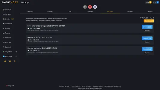 Backup Management Screenshot