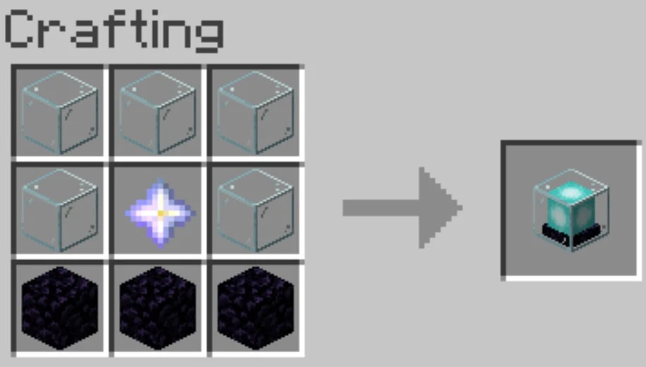 The Beacon crafting recipe in Minecraft