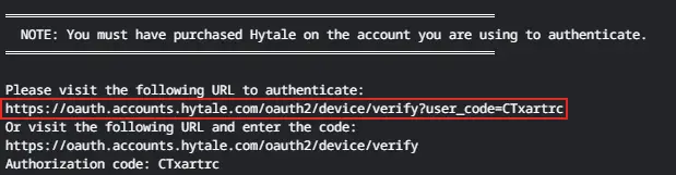 Hytale server account login and password