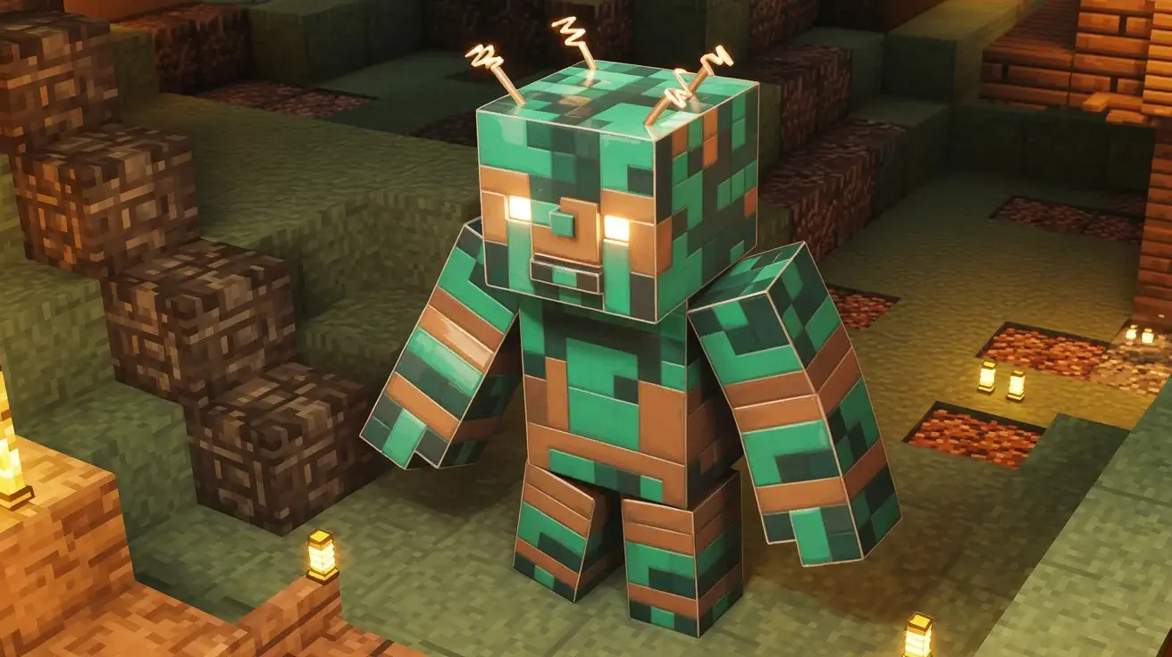 A Copper Golem in Minecraft