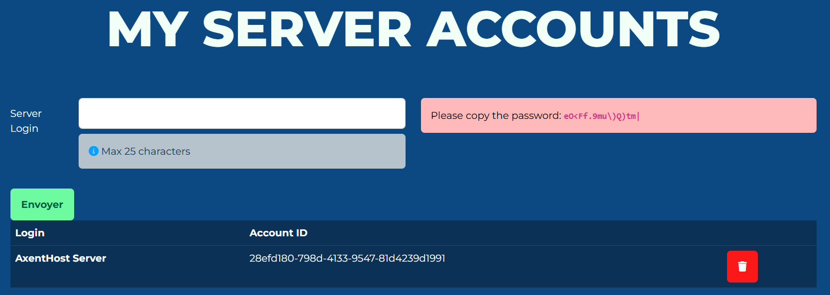 Trackmania server account login and password