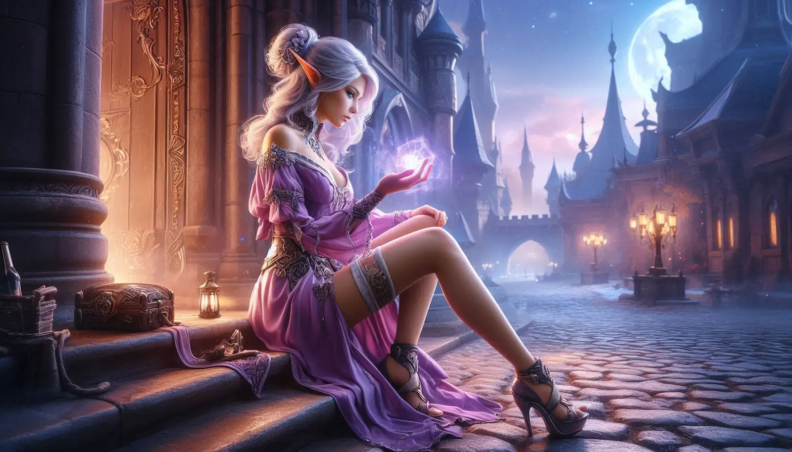 Mage with purple magic in Wow